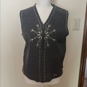 Woolrich Charcoal Knit Vest with Embroidery